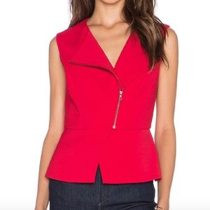 BCBGMAXAZRIA Deisi Zip Up Sleeveless Tank  Burnt Poppy Size Small